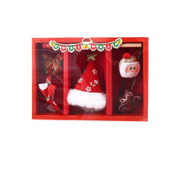 Christmas Cat Toy Gift Set with Santa Hat, Bow Tie Collar, Teaser Wand, and Plush Sound Toys