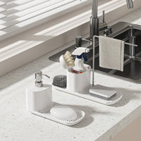2-in-1 Soap Dispenser with Sponge Holder for Kitchen Sink, Manual Press Dish Soap Dispenser Caddy