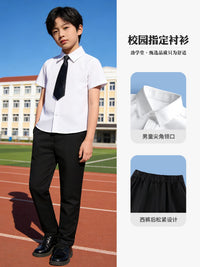 Kids' Choir Performance Uniform Set - White Shirt, Black Pants & Bow Tie