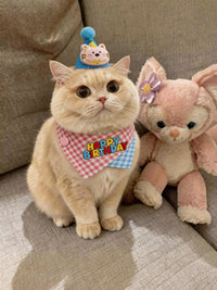 Pet Birthday Bandana and Hat Set for Cats and Small Dogs