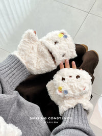 Cute Cartoon Plush Westie Dog / Cat Scarf & Gloves Set for Women, Thickened Warm Winter Accessories