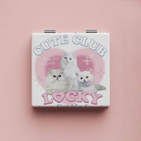 Cute Cat Pattern Portable Folding Double-Sided Makeup Mirror for Students