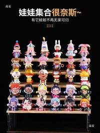 Acrylic Wood Display Stand for Blind Boxes and Figurines, Tiered Organizer Shelf