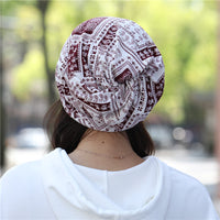 Autumn Winter Korean Style Square Paisley Beanie Scarf Dual-Use Headwear