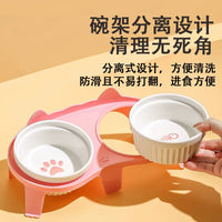 Ceramic Tilted Pet Bowl for Cats and Small Dogs - Single Bowl Design