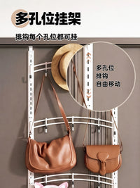 Over-the-Door Multi-Layer Hanger with Storage Baskets and Hooks for Clothes, Hats, Bags