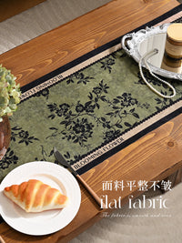 American Retro Chenille Table Runner with Tassels for Dining Table, TV Cabinet, Sideboard Decor