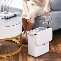 Wall-Mounted Kitchen Trash Can with Lid, 9L Under-Sink Cabinet Waste Bin for Dry/Wet Separation