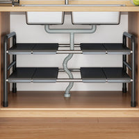 Adjustable Under-Sink Cabinet Organizer Rack for Kitchen Storage