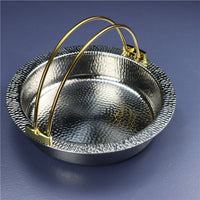 Japanese Style Sukiyaki Hot Pot 304 Stainless Steel Hammered Cookware with Handles