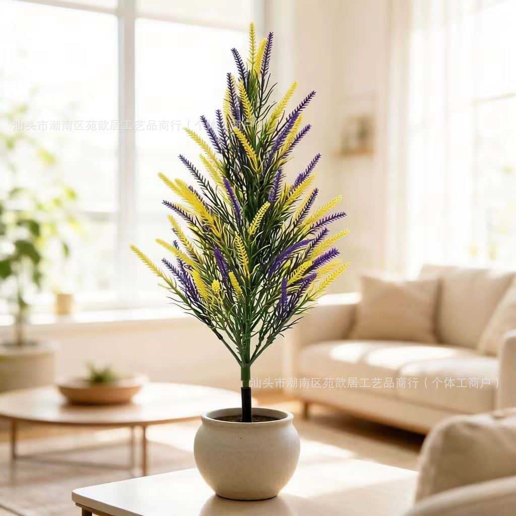 Artificial Lavender Foxtail Pine Spike Plants for Home Garden Decor