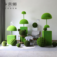 Artificial Moss Ball & Cypress Leaf Topiary for Indoor Decor