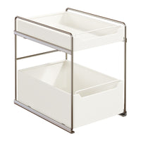Kitchen Sink Storage Rack, Stainless Steel Double-Layer Spice and Pot Organizer, Cabinet Pull-Out Tiered Shelf