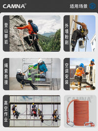 High-Strength Safety Rope with Hook for Aerial Work, Rescue, Climbing, and Rappelling