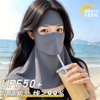 UV Protection Breathable Ice Silk Sun Mask with Neck Gaiter and Drink Opening