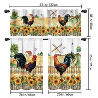 Digital Print Kitchen Window Valance Curtain Set for Dining Room Living Room, Rod Pocket Light Filtering Short Curtains