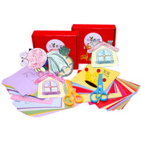 Kids' Paper Cutting & Folding Craft Kit with Scissors, Preschool Gift