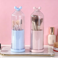Portable Travel Makeup Brush Holder with Dustproof Lid, Desktop Organizer for Cosmetics and Toiletries