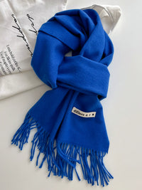 Korean Style Solid Color Imitation Cashmere Scarf for Autumn/Winter - Warm, Versatile, Fashionable Tassel Shawl