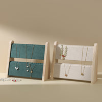 Premium Solid Wood Double-Layer Necklace Display Stand for Pendants and Jewelry