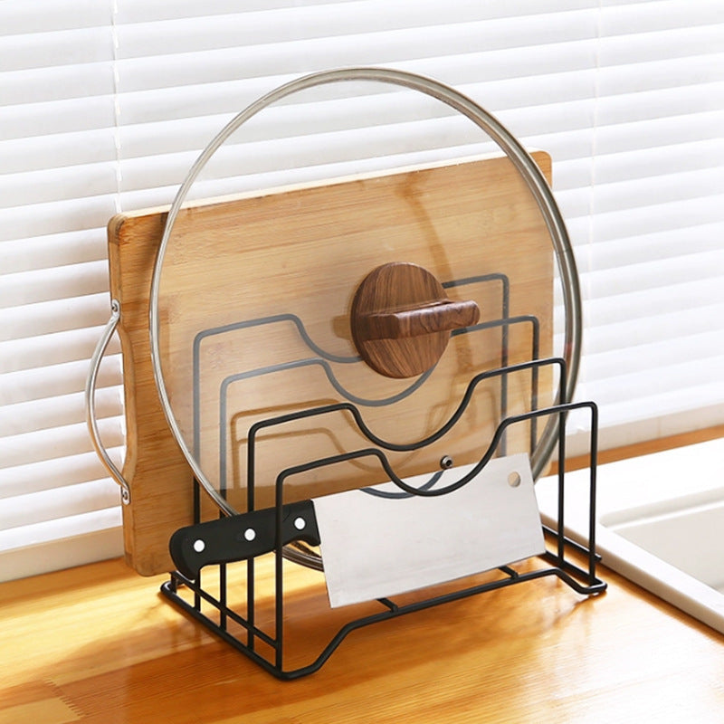 Creative Metal Iron Art Multi-purpose Pot Lid Holder Chopping Board Rack Kitchen Organizer