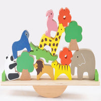 Wooden Forest Animal Teeter-Totter Stacking Blocks for Baby Balance Training