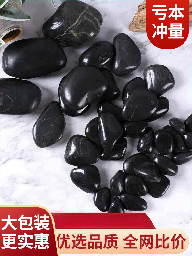 Black Polished Pebble Stones for Garden Landscaping and Paving