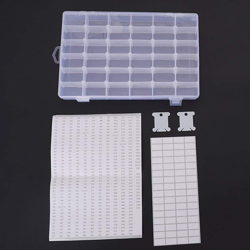 Detachable Storage Box with 36 Grids, Transparent Plastic Bobbin Set for Cross Stitch Thread Winding Boards