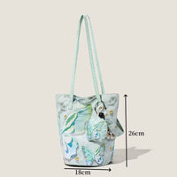 Korean Style Canvas Bucket Bag with Animal Print for Commuting and Casual Use