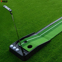 Golf Putting Green Practice Mat Set with Adjustable Slope and Ball Return