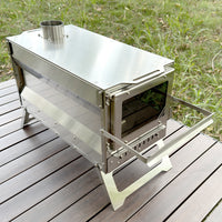 Orange & Pomelo Outdoor Camping Integrated Stainless Steel Desktop Wood Stove Tent Heater BBQ Grill