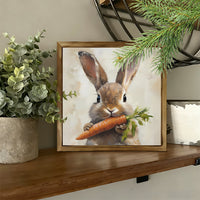 Easter Bunny Wooden Decorative Plaque Spring Pastoral Style Tabletop Decor
