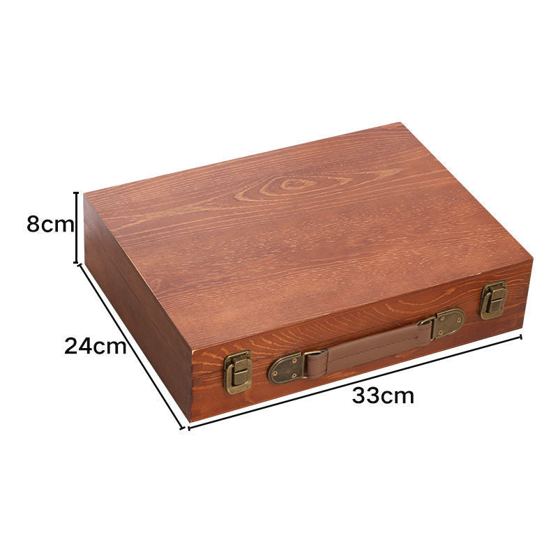 Portable Wooden Storage Box with Handle for Tools, Art Supplies, or Crafts