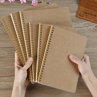 A5 Kraft Paper Cover Spiral Notebook Dotted Grid Lined Blank Pages for Office School