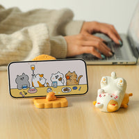 Cute Cat Resin Phone Holder & Glasses Display Stand for Desk Decor