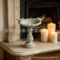 Outdoor Bird Bath Basin with Dual Birds, Vintage Garden Yard Resin Craft Decor Bird Feeder