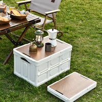 Outdoor Camping Storage Box with Wooden Lid - Portable Car Trunk Organizer & Picnic Basket