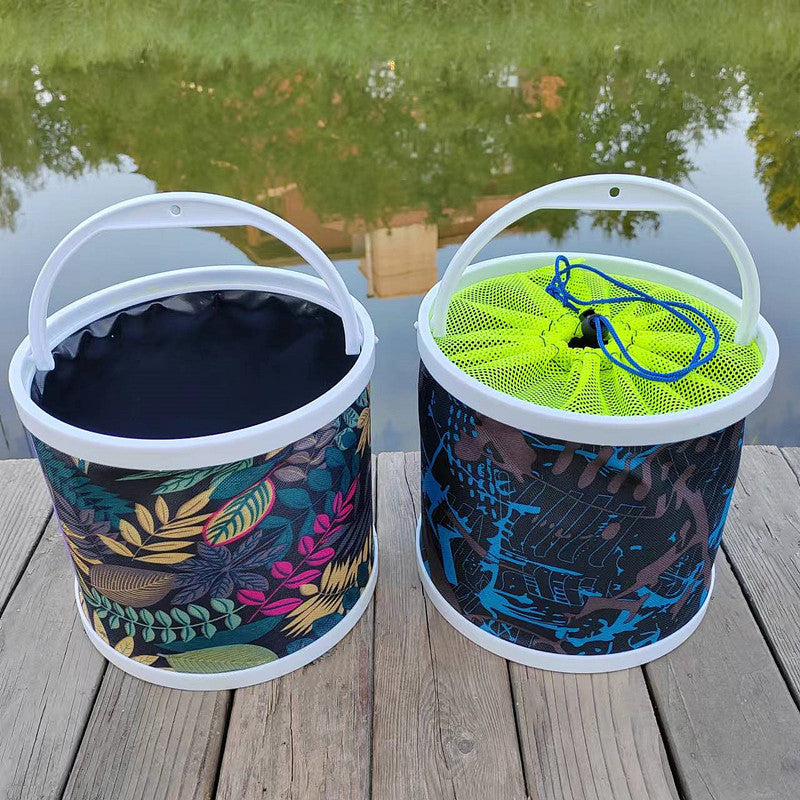 Portable Folding Fishing Bucket Live Fish Water Pail Canvas Collapsible Car Wash Bucket