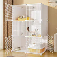 Large Indoor Cat Cage with Litter Box Enclosure, Multi-Level Cat Condo for Small Spaces