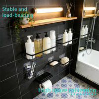 Bathroom Shower Caddy Wall Mounted Organizer Shelf No-Drill Storage for Soap & Toiletries