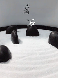 Zen Garden Natural Stone Stacking Rocks Micro Landscape Ornament with Base and Rake
