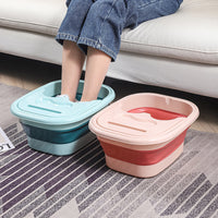Foldable Foot Spa Basin with Massage Points and Lid for Home and Dorm Use