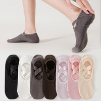 Women's Non-Slip Yoga Pilates Socks with Criss-Cross Straps