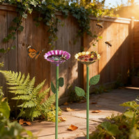 Iron Art Bird Feeder Outdoor Garden Bee Butterfly Drinker Wild Bird Food Basin Garden Decoration