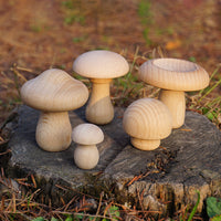 Beechwood Mushroom Stacking Toy Set for Toddlers, Unpainted Educational Building Blocks