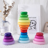 Wooden Stacking Balancing Stones Building Blocks for Kids, Educational Preschool Toy