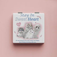 Cute Cat Pattern Portable Folding Double-Sided Makeup Mirror for Students