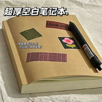 A5 Thick Blank Notebook, Vintage Style Durable Sketchbook Journal, 184 Sheets