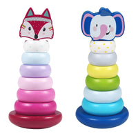 Wooden Stacking Geometric Tower Toy for Toddlers and Kids