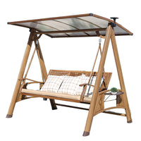 Outdoor Patio Swing Chair with Aluminum Alloy Frame and Solar Light, Garden Villa Sunshade Rocking Chair